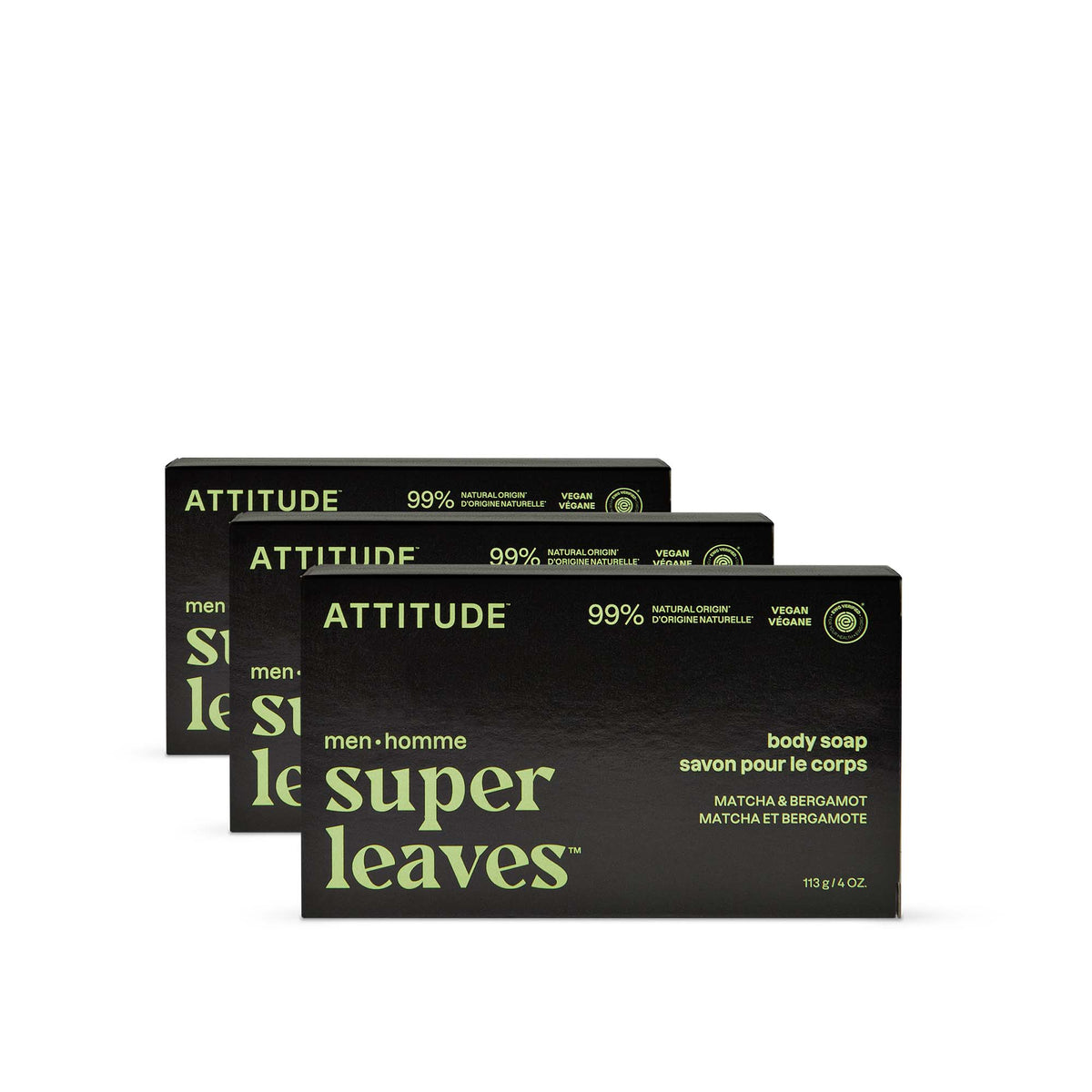 Men Body Soap 3-Pack - Bar — Matcha & Bergamot / 3 x 113g