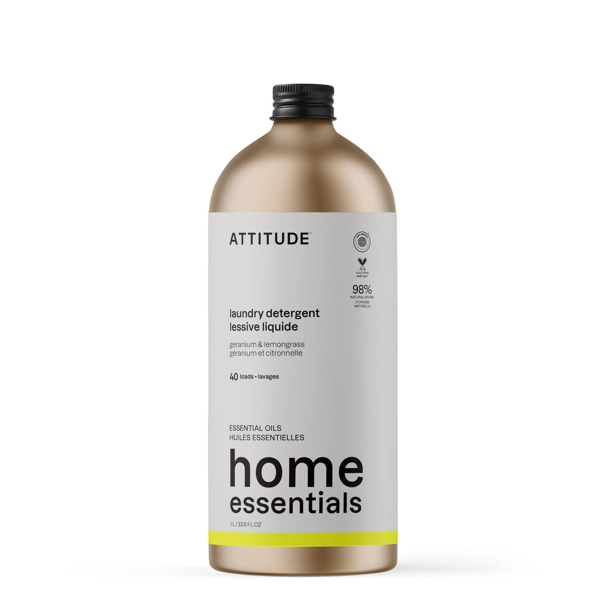 Laundry Detergent - Essential Oils — Geranium & Lemongrass / Aluminum - 40 loads