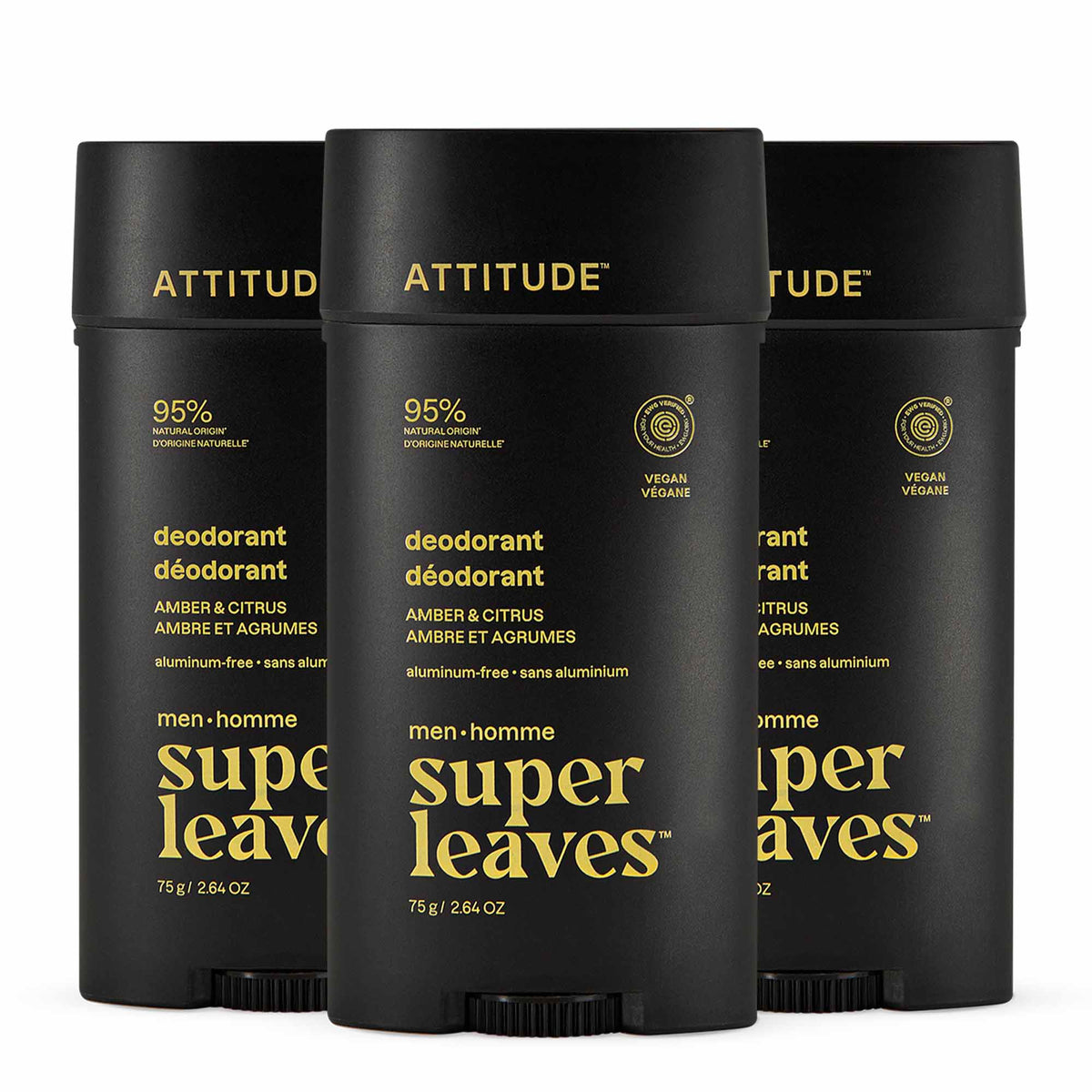 Men Deodorant 3-Pack — Amber & Citrus / 3 x 75g