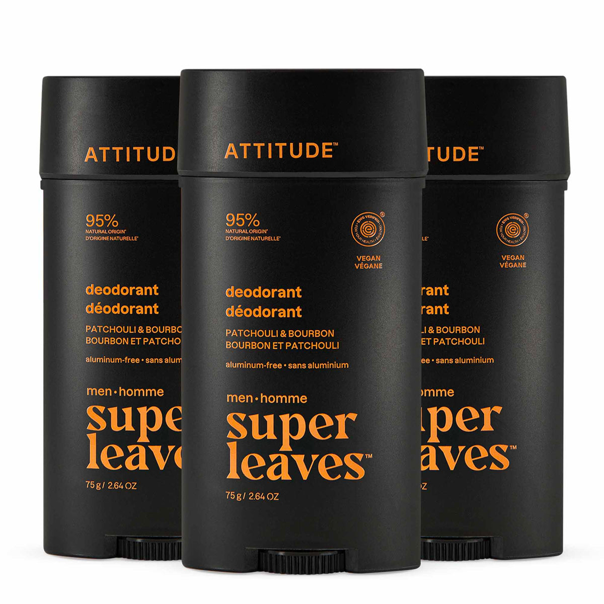 Men Deodorant 3-Pack — Patchouli & Bourbon / 3 x 75g