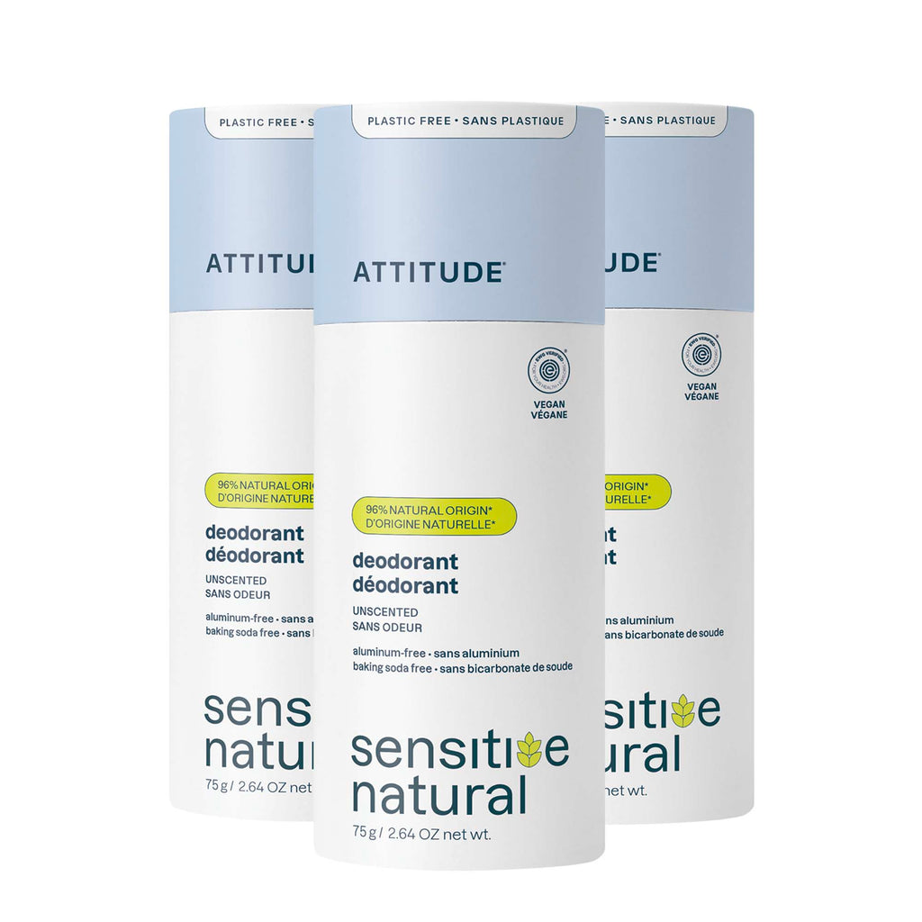 Deodorant 3-Pack - Sensitive skin — Plastic-free - 3 x 75g / Unscented