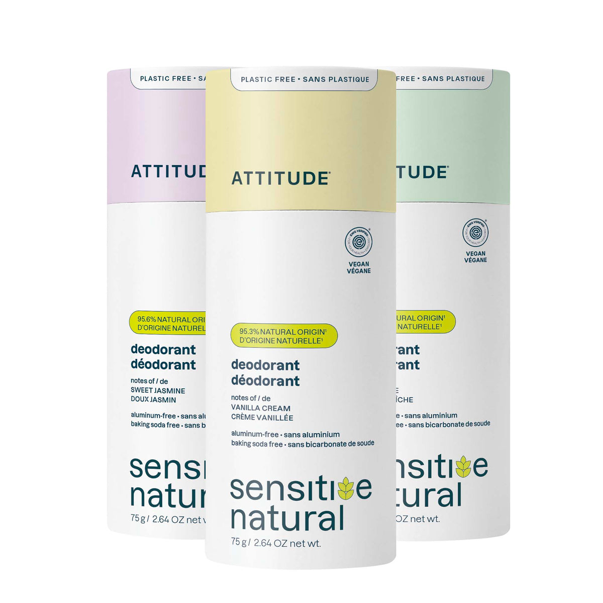 Deodorant 3-Pack - Sensitive skin — Plastic-free - 3 x 75g / Assorted Fragrances