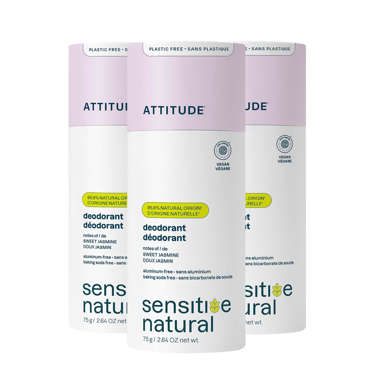 Deodorant 3-Pack - Sensitive skin — Plastic-free - 3 x 75g / Sweet Jasmine