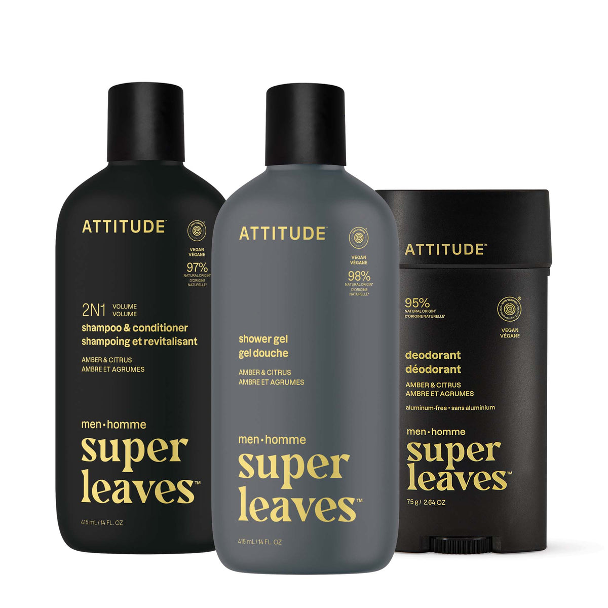 Men Hair & Body Care Kit — Amber & Citrus / Bundle