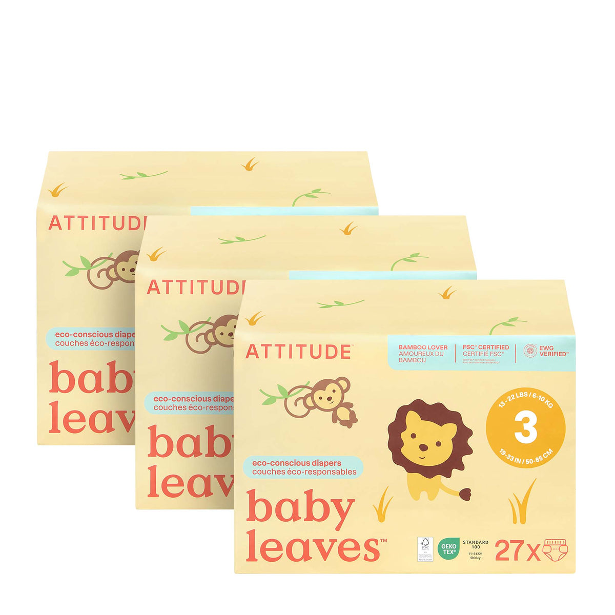 Diapers 3-pack — Size 3 (Weight 13-22 lbs) / 3 units
