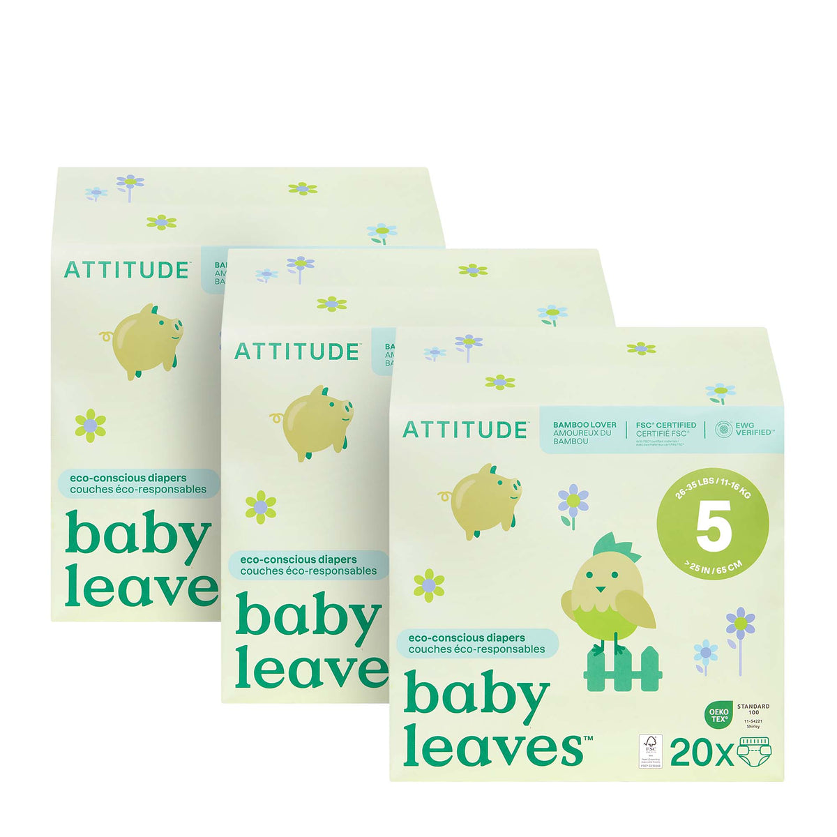 Diapers 3-pack — Size 5 (Weight 26-35 lbs) / 3 units